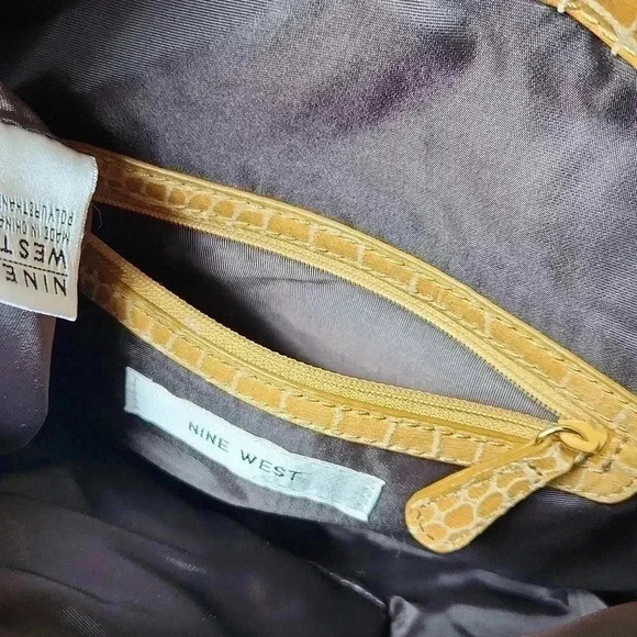 Nine West Tan Croc Embossed Folding Clutch Purse Vegan - Picture 7 of 13